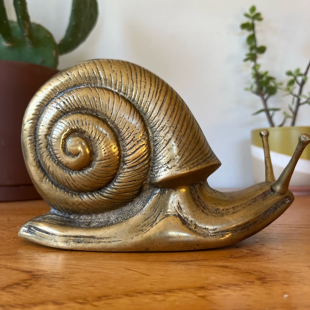 Vintage Brass Snail Sculpture